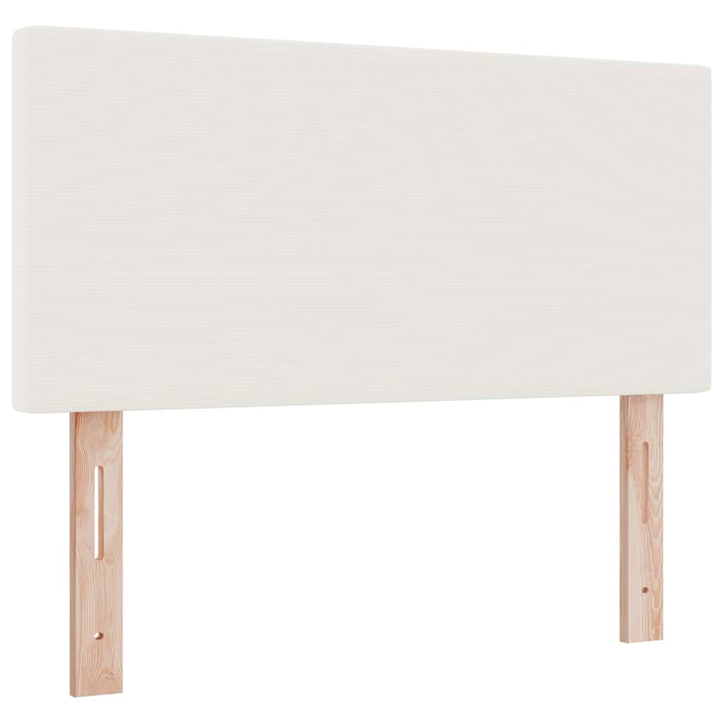 Cama Box Spring LED Crema y 100 x 200 cm Tela de Pana