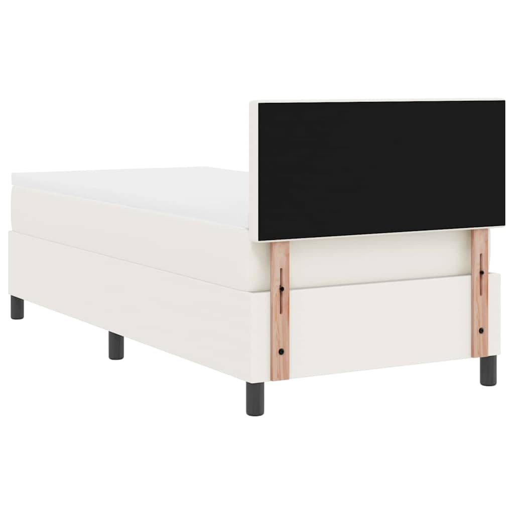 Cama Box Spring LED Crema y 100 x 200 cm Tela de Pana