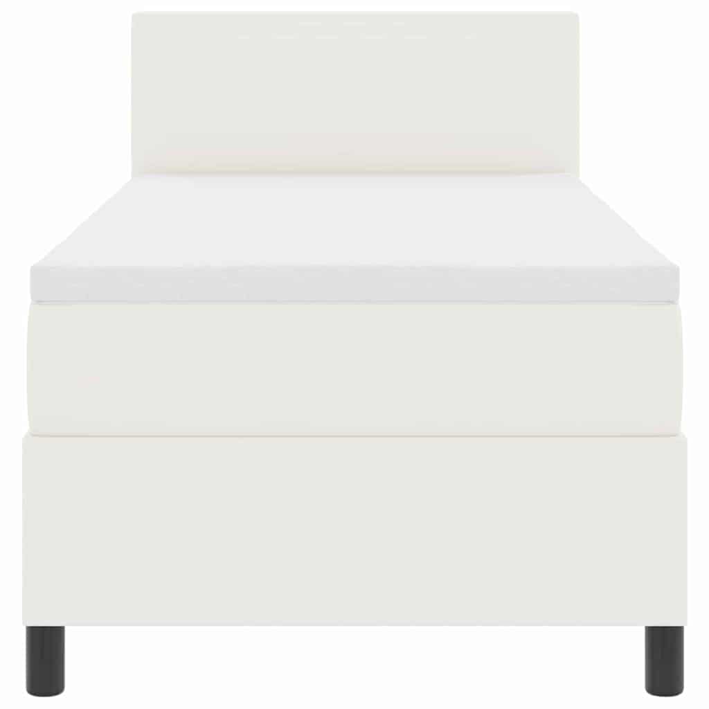 Cama Box Spring LED Crema y 100 x 200 cm Tela de Pana
