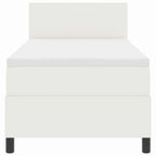 Cama Box Spring LED Crema y 100 x 200 cm Tela de Pana