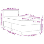 Cama Box Spring LED Crema y 100 x 200 cm Tela de Pana