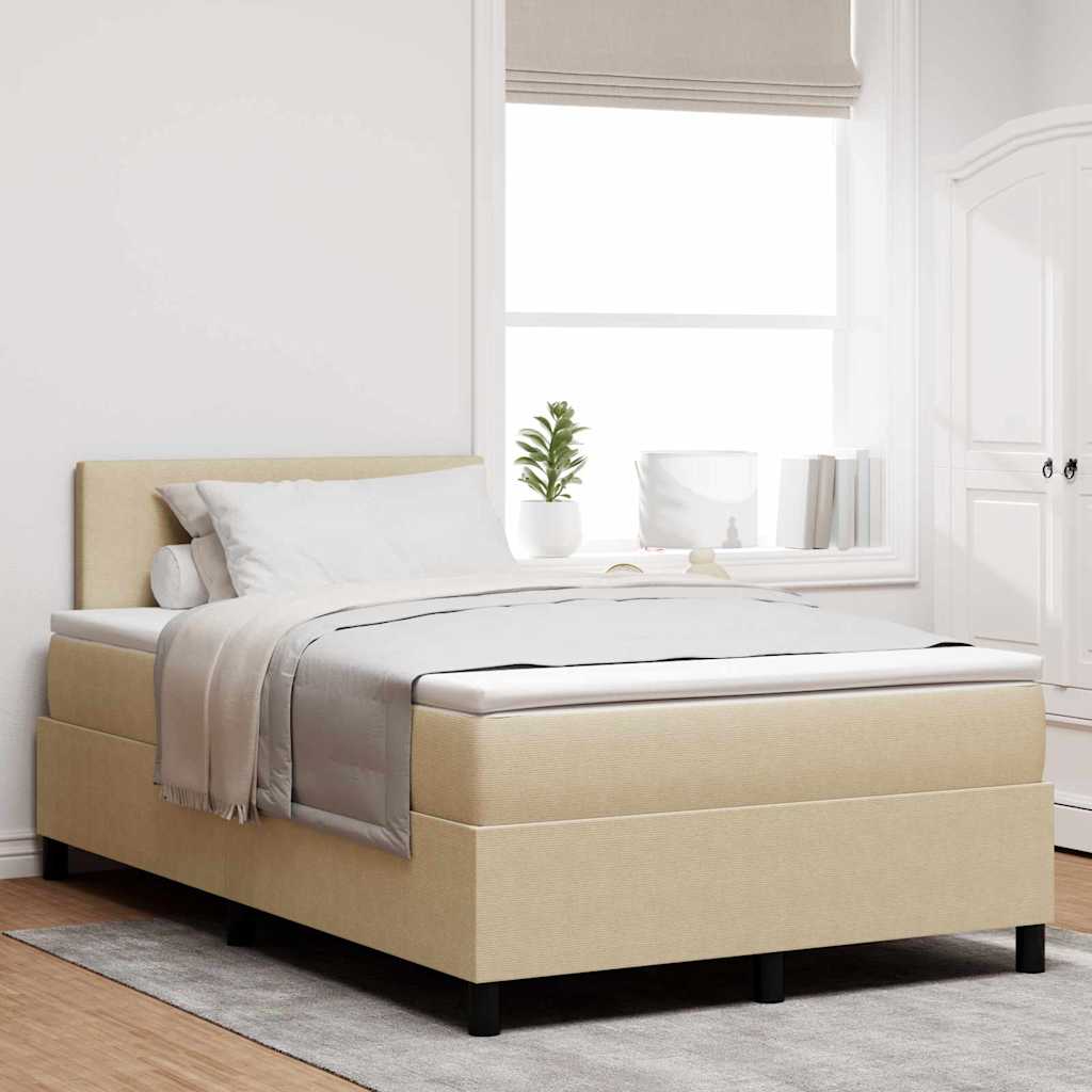 Cream LED Box Spring Bed, 100 x 200 cm, Corduroy Fabric