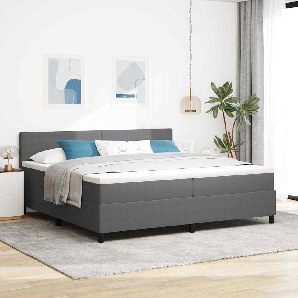 Cream LED Box Spring Bed, 100 x 200 cm, Corduroy Fabric