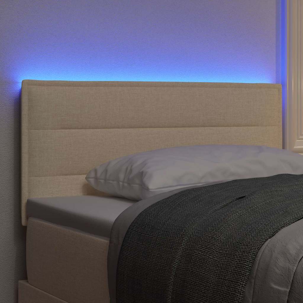 Cabecero LED con tiras LED con cabecera Crema 100 cm tela