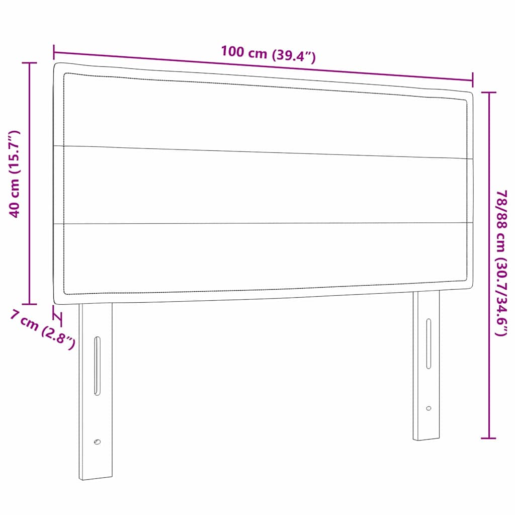 Cabecero LED con tiras LED con cabecera Crema 100 cm tela