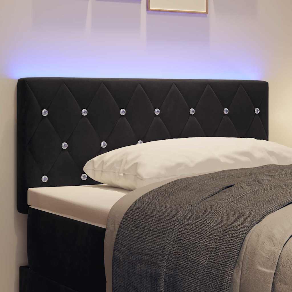 Cabecero LED con tiras LED con cabecera Negro 100 cm Terciopelo