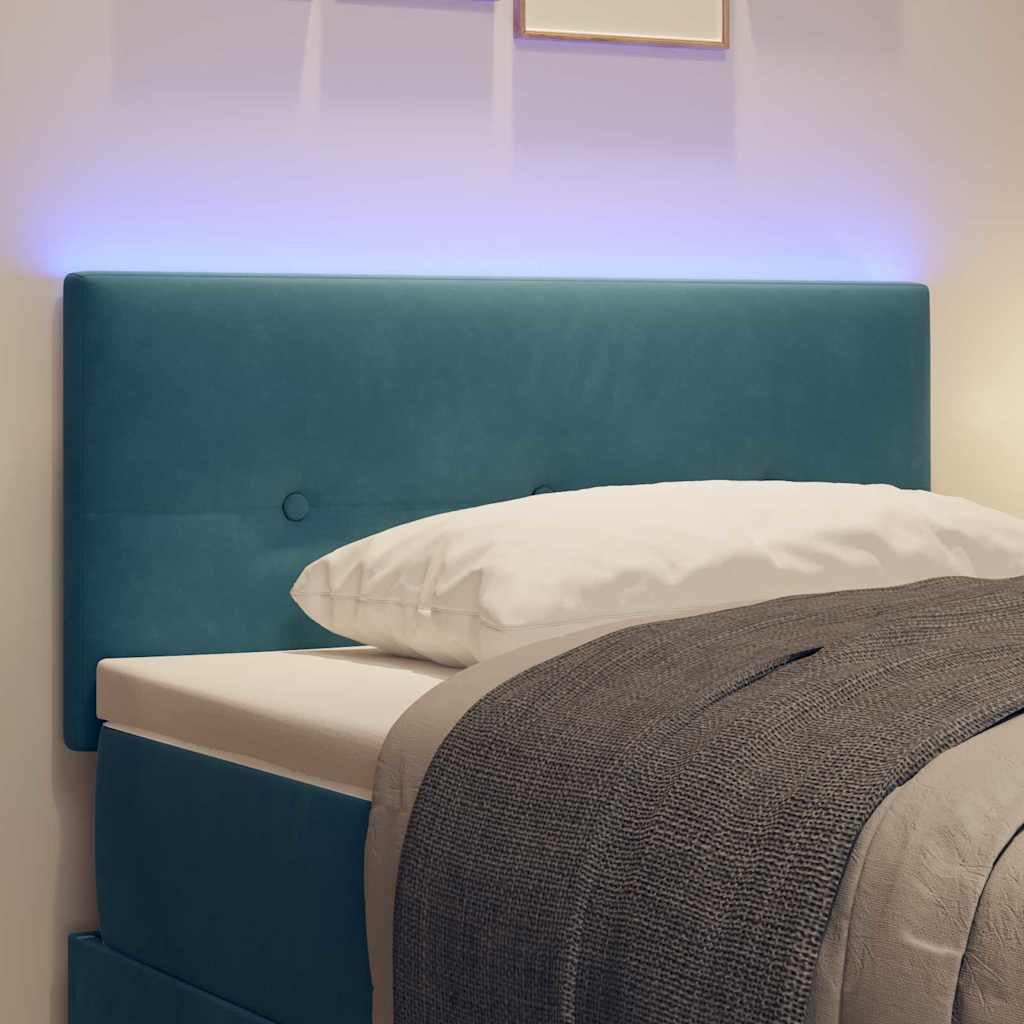 Cabecero LED con tiras LED Manual Azul 100 cm Terciopelo
