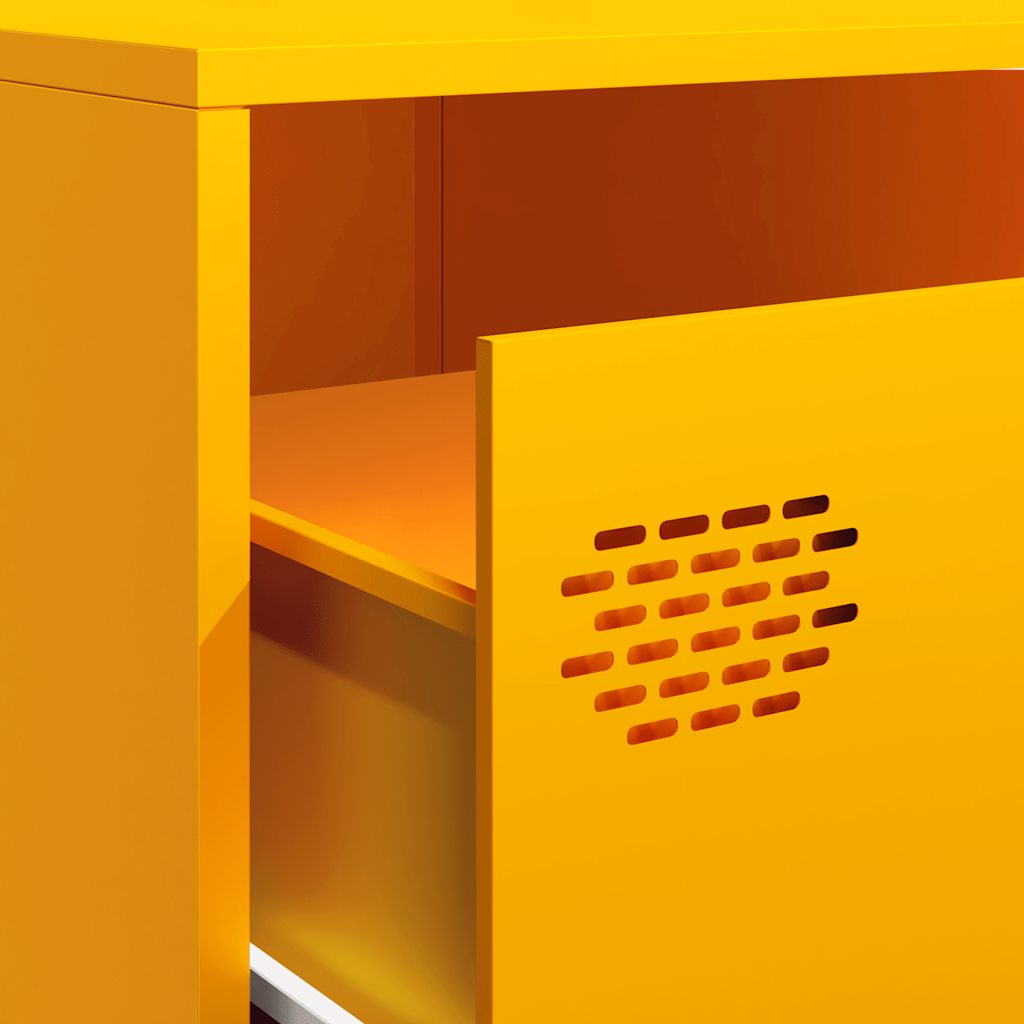 Mueble TV acero laminado en frío amarillo mostaza 202x39x43,5cm