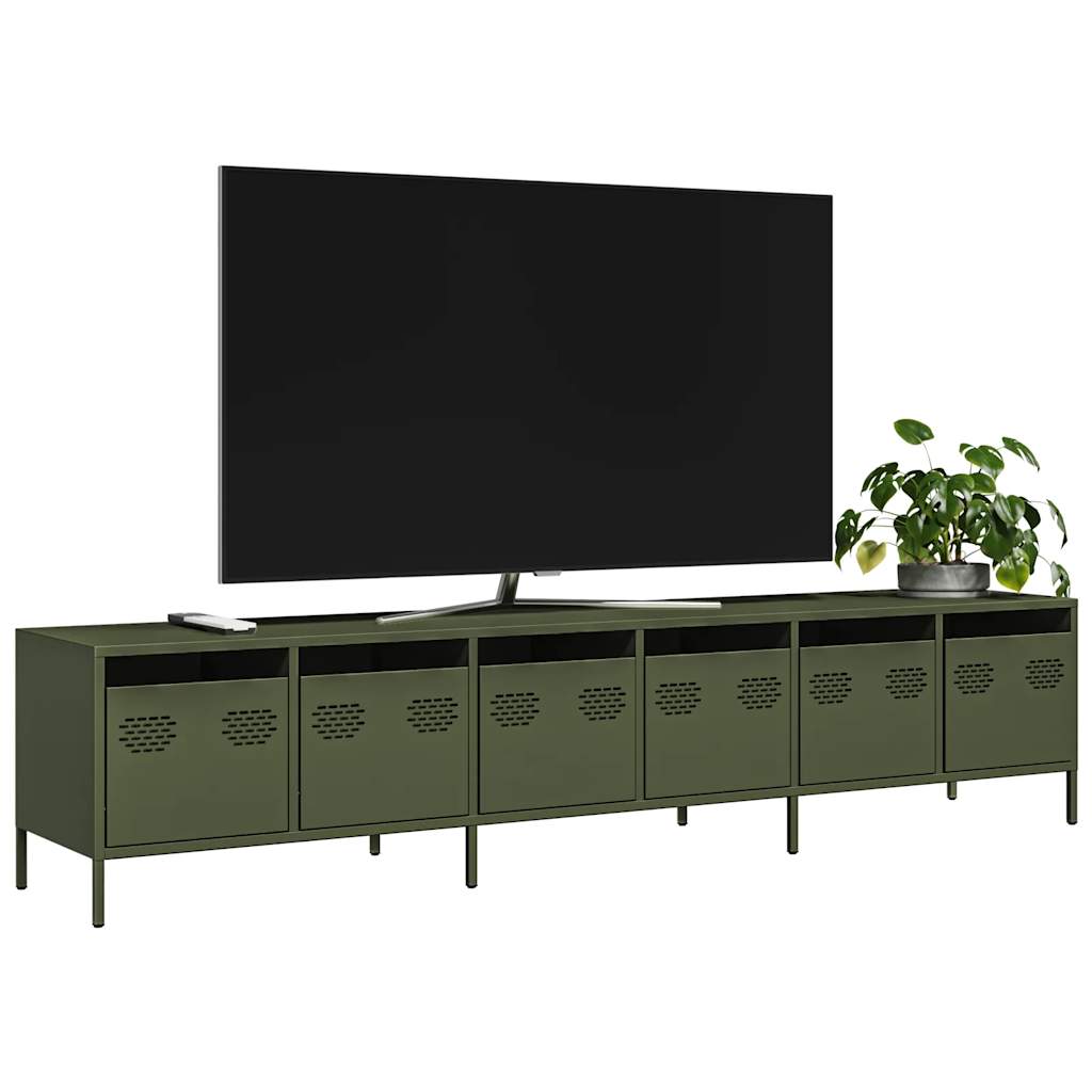 Mueble TV acero laminado en frío amarillo mostaza 202x39x43,5cm