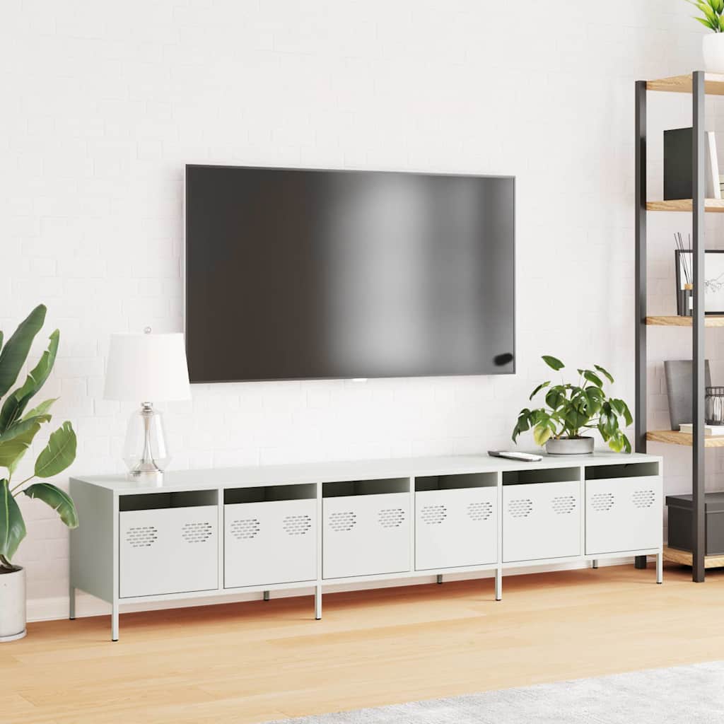 Mueble para TV acero laminado en frío blanco 202x39x43,5 cm