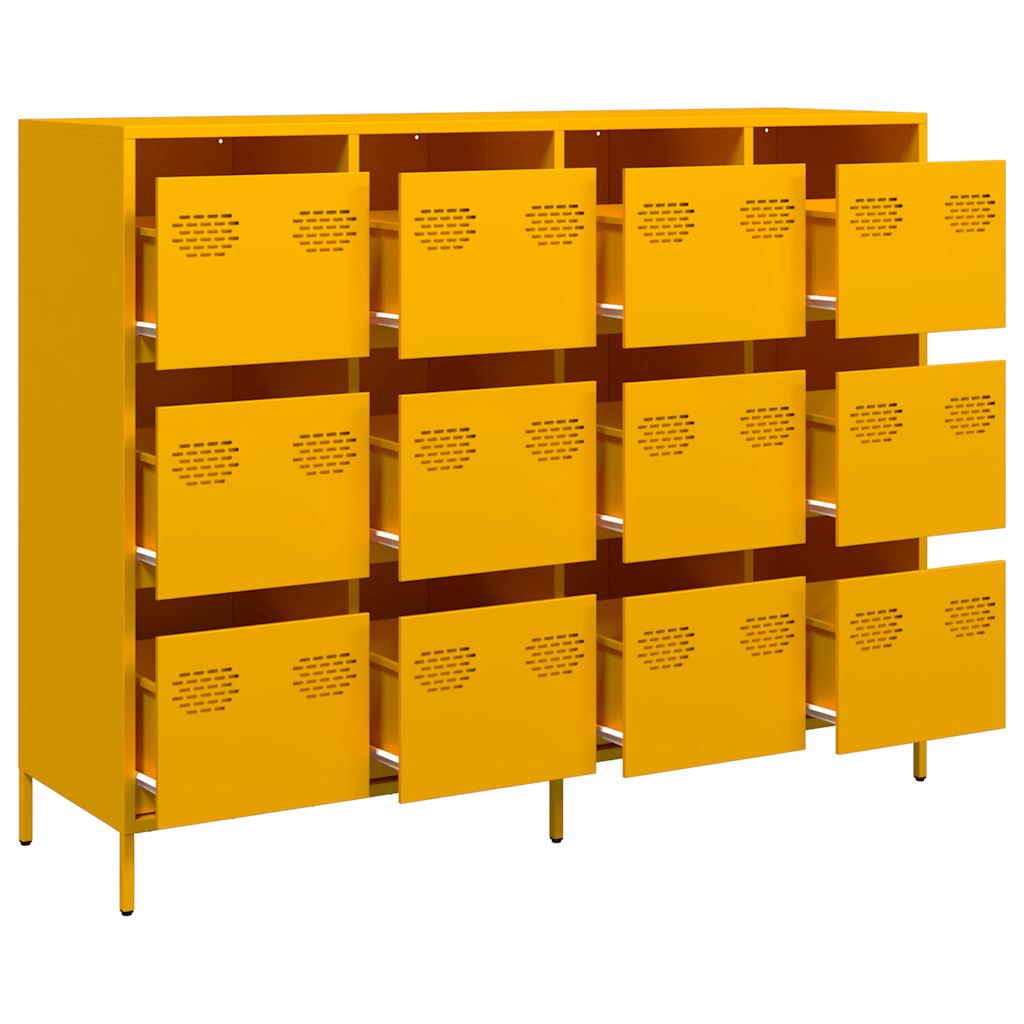Aparador acero laminado en frío amarillo mostaza 135x39x103,5cm