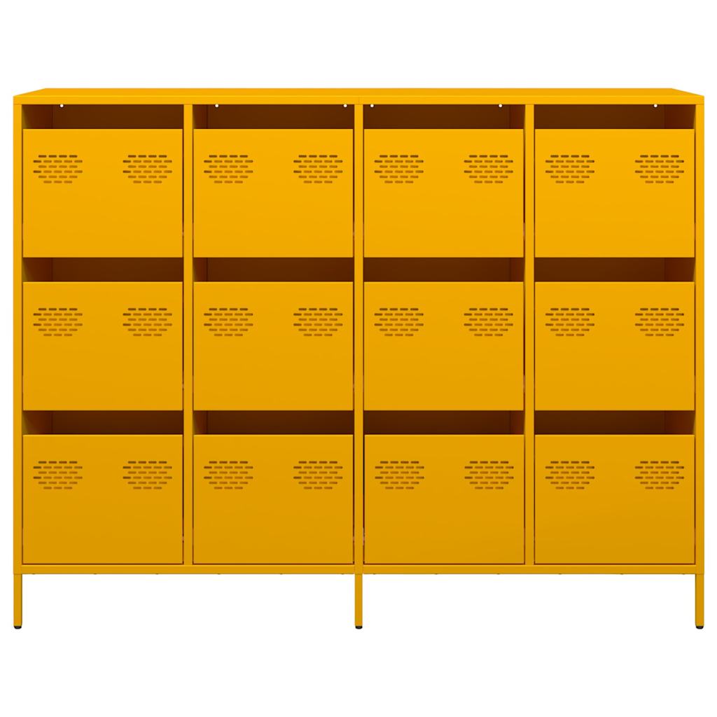 Aparador acero laminado en frío amarillo mostaza 135x39x103,5cm