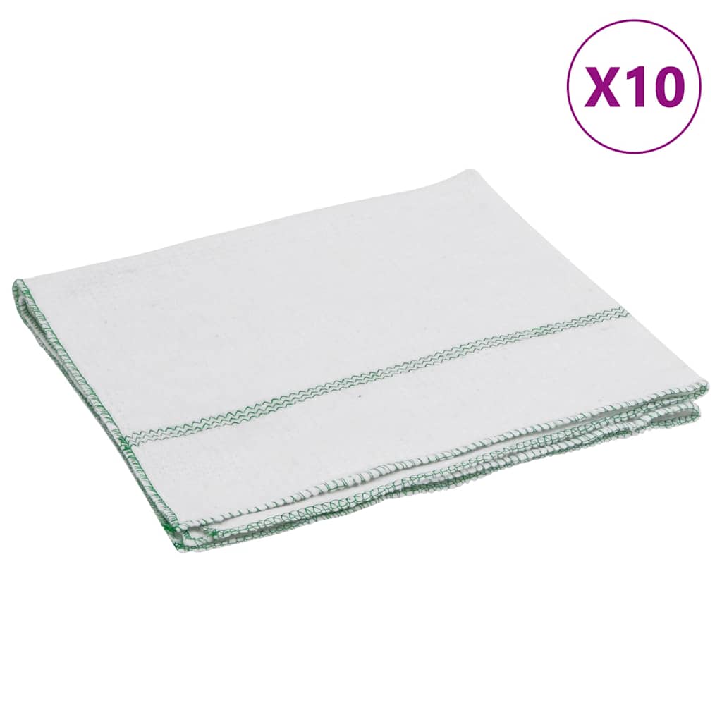 Paños de limpieza 10 uds blancas con rayas verdes 50x60 cm