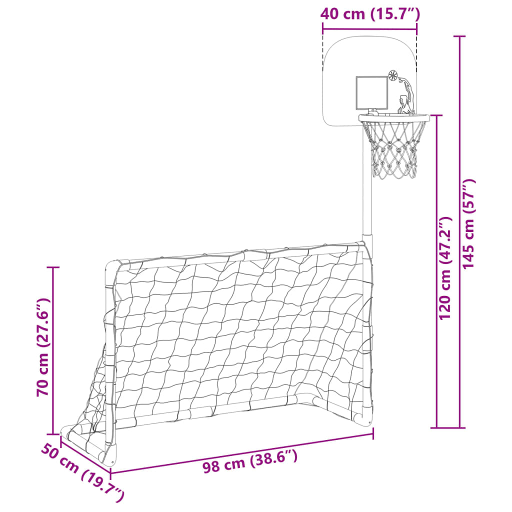Juego infantil de fútbol y baloncesto con balones 98x50x70 cm