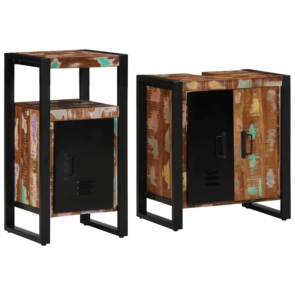 Juego de muebles de baño 2 pcs Madera sólida recuperada