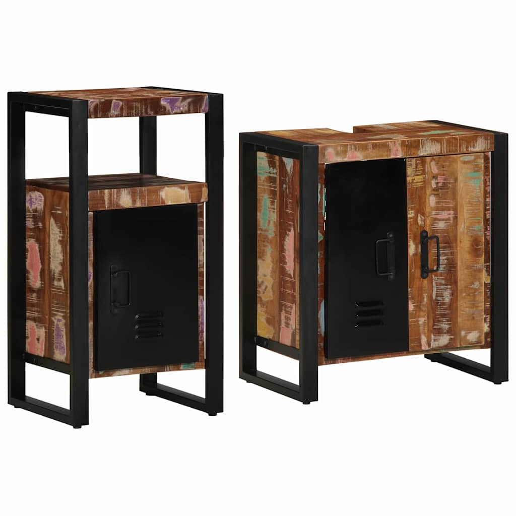 Juego de muebles de baño 2 pcs Madera sólida recuperada