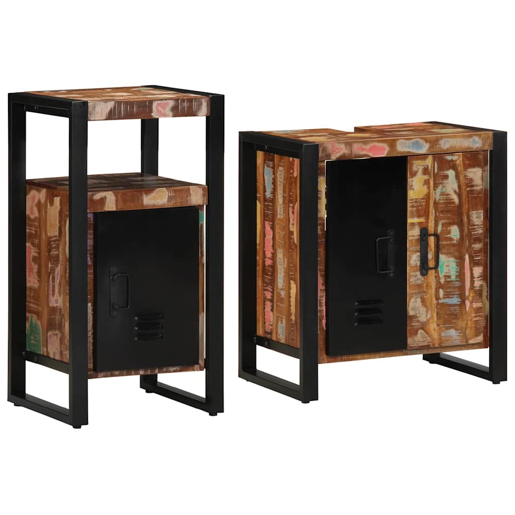 Juego de muebles de baño 2 pcs Madera sólida recuperada