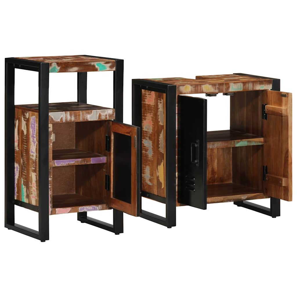 Juego de muebles de baño 2 pcs Madera sólida recuperada