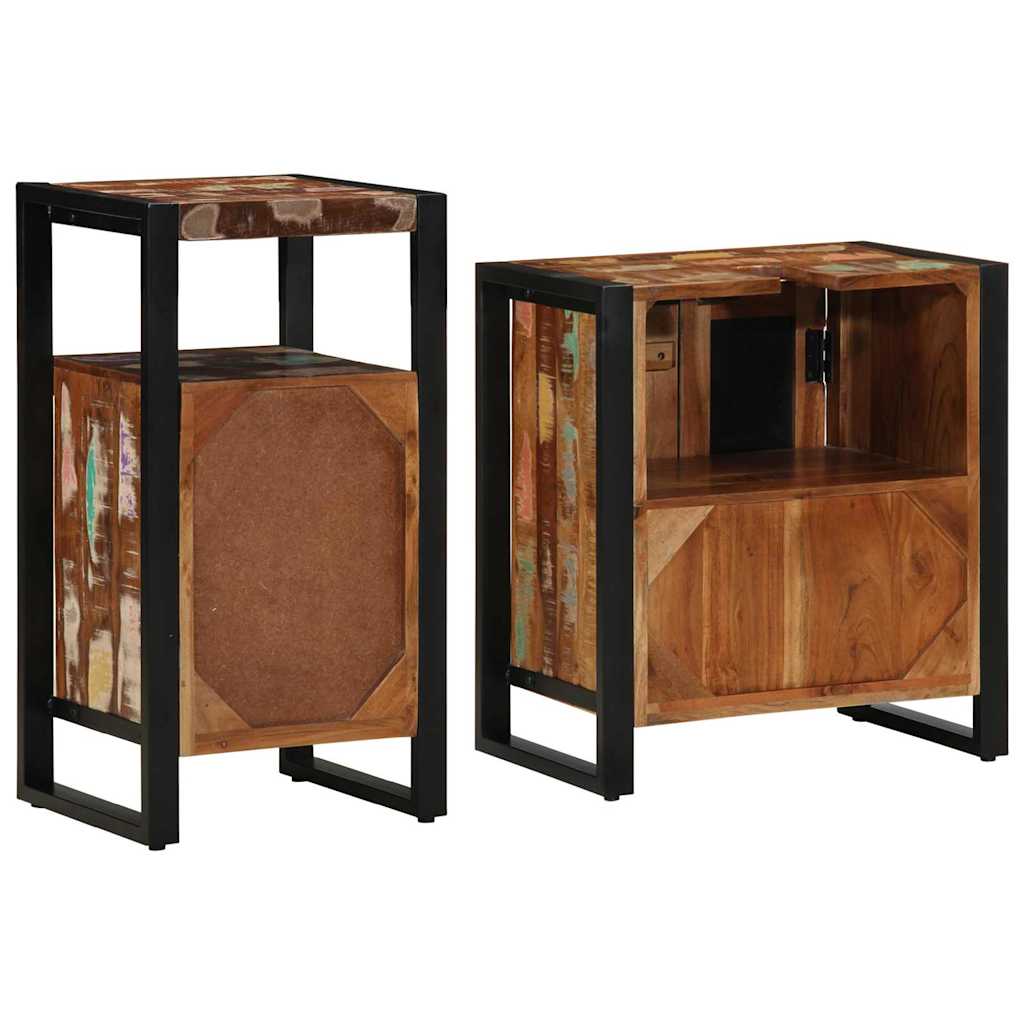 Juego de muebles de baño 2 pcs Madera sólida recuperada