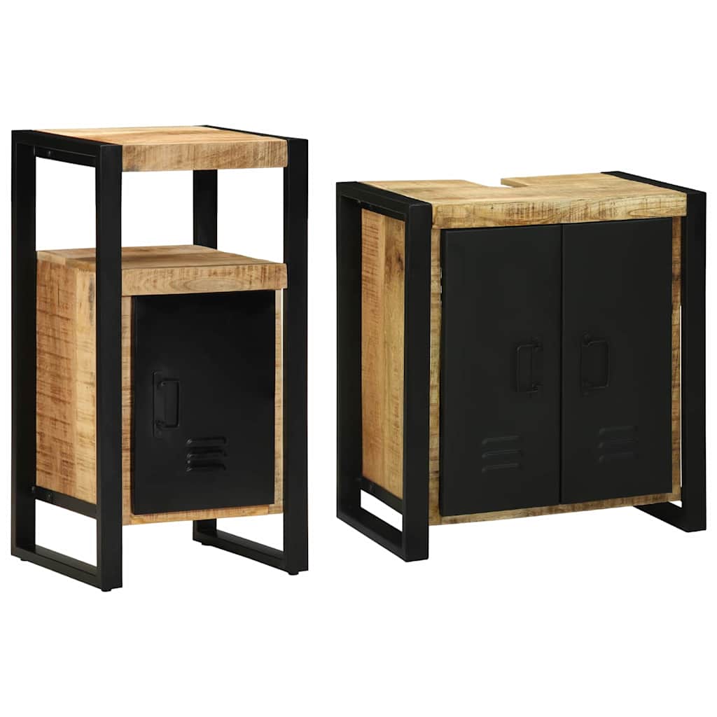 Juego de muebles de baño con cajón 2 pcs Madera de mango maciza