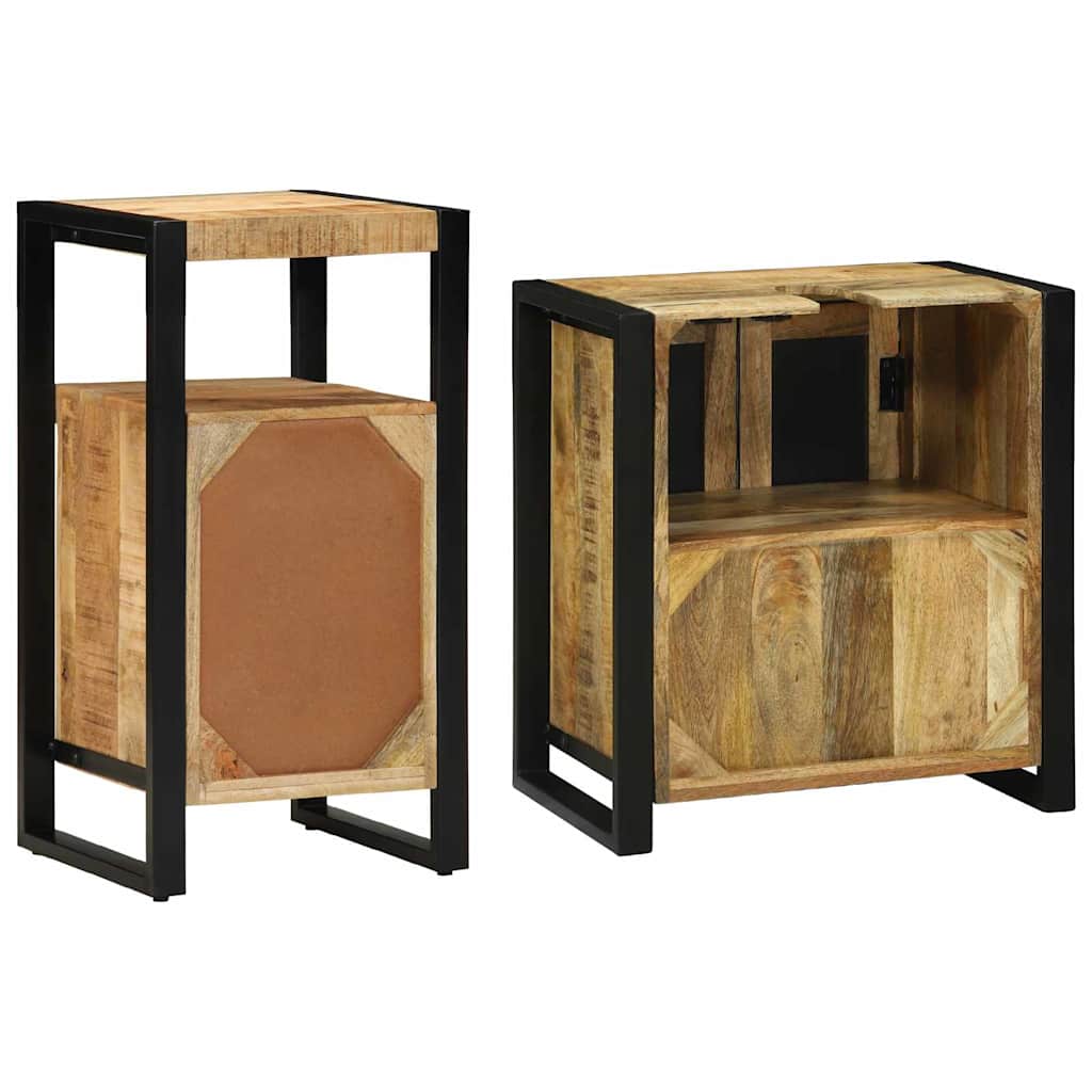 Juego de muebles de baño con cajón 2 pcs Madera de mango maciza