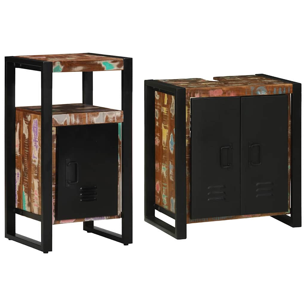 Juego de muebles de baño 2 pcs Madera sólida recuperada