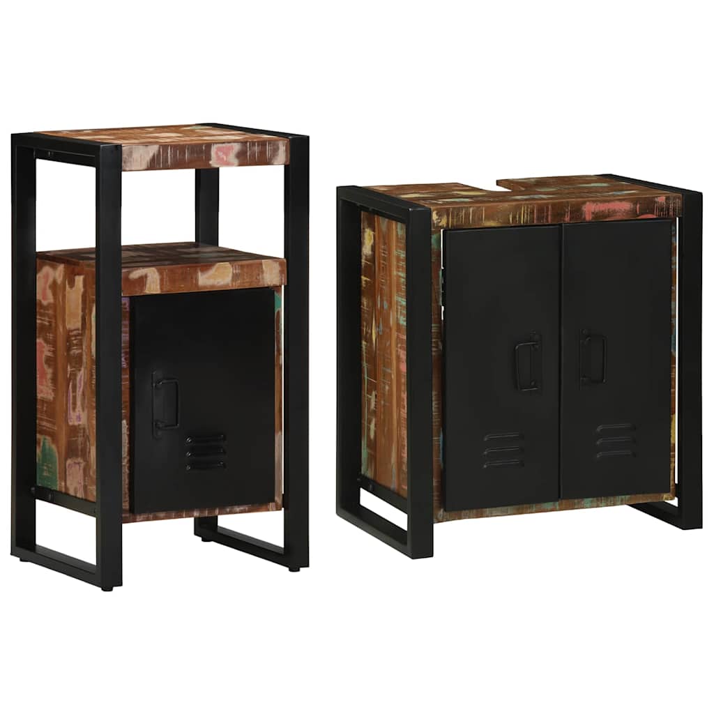 Juego de muebles de baño 2 pcs Madera sólida recuperada