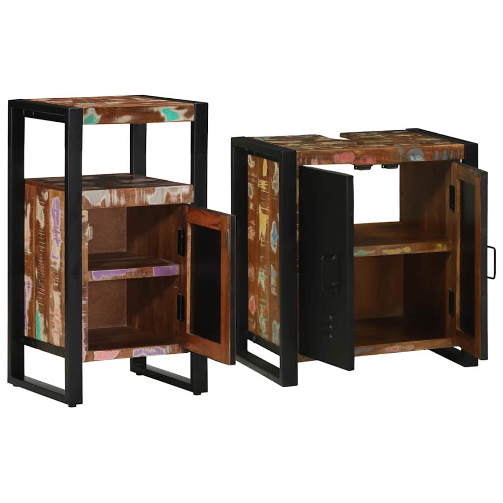 Juego de muebles de baño 2 pcs Madera sólida recuperada