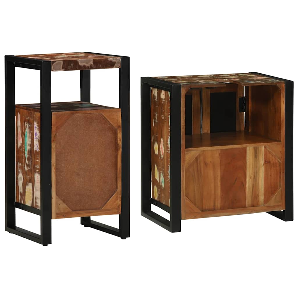 Juego de muebles de baño 2 pcs Madera sólida recuperada