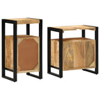Juego de muebles de baño 2 pcs Madera de mango maciza y rugosa