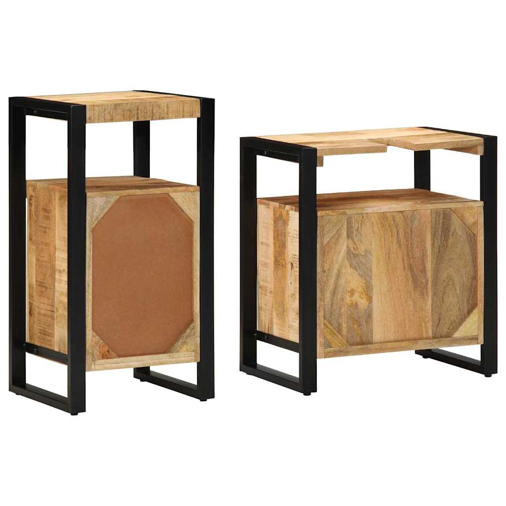 Juego de muebles de baño 2 pcs Madera de mango maciza y rugosa