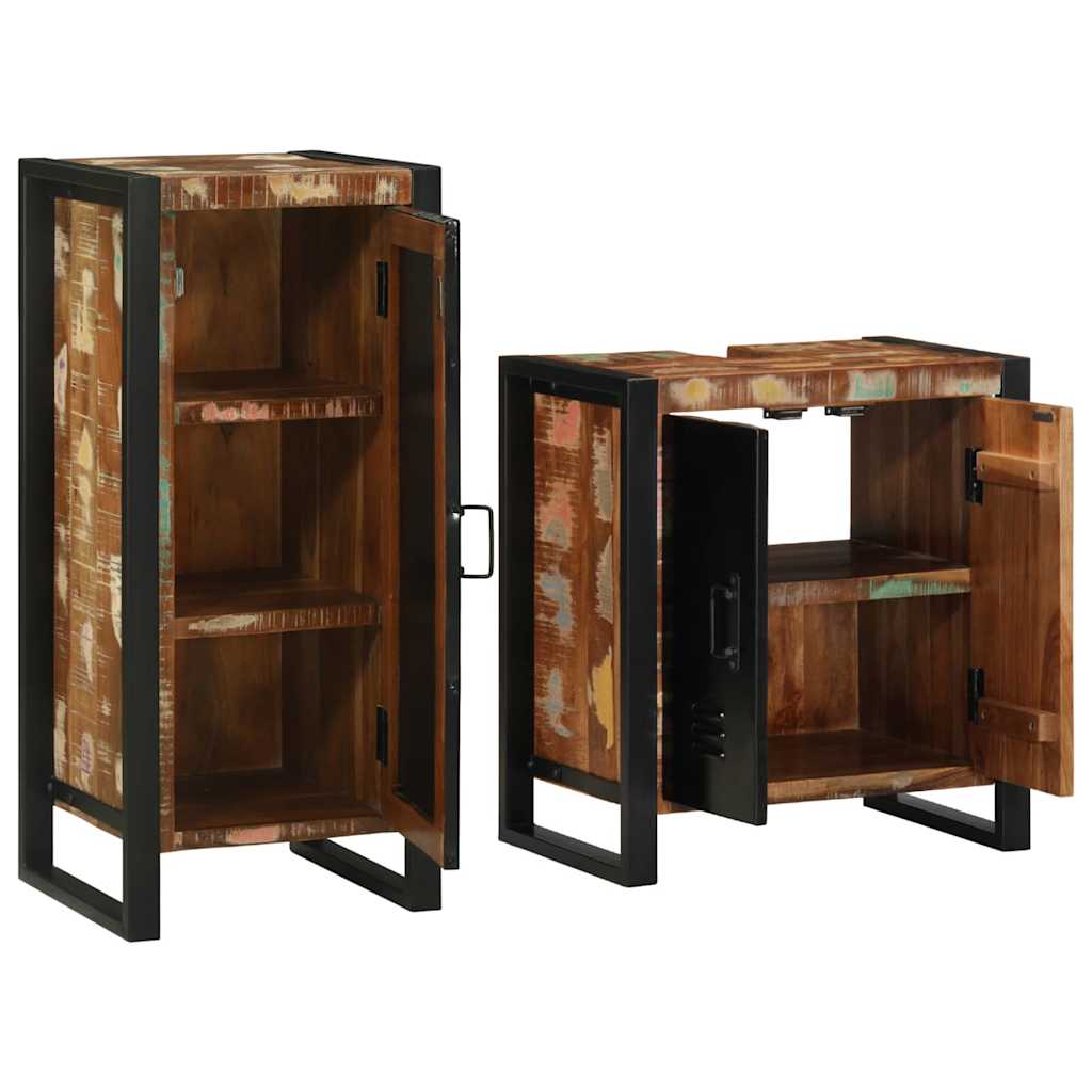 Juego de muebles de baño 2 pcs Madera sólida recuperada