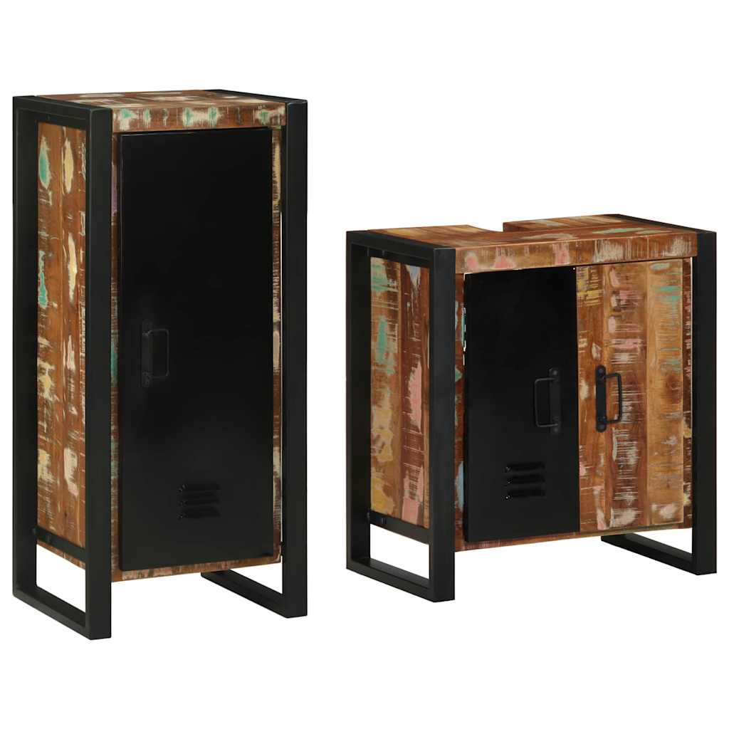 Juego de muebles de baño 2 pcs Madera sólida recuperada