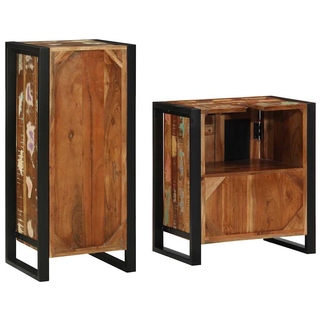 Juego de muebles de baño 2 pcs Madera sólida recuperada