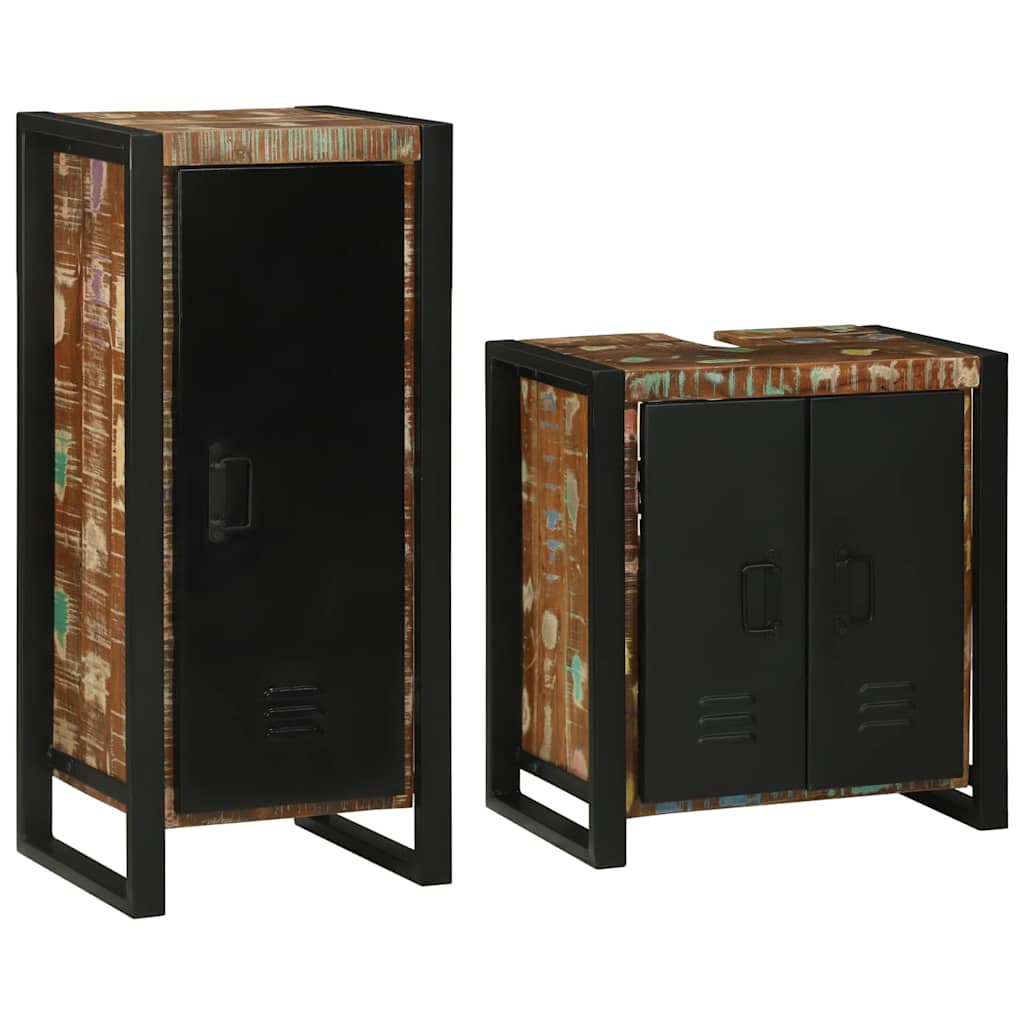 Juego de muebles de baño 2 pcs Madera reciclada maciza