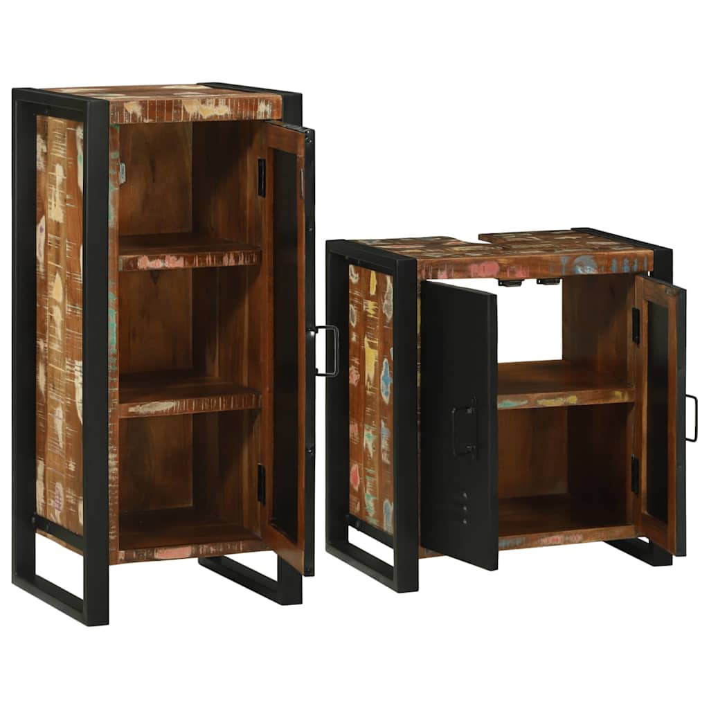 Juego de muebles de baño 2 pcs Madera reciclada maciza