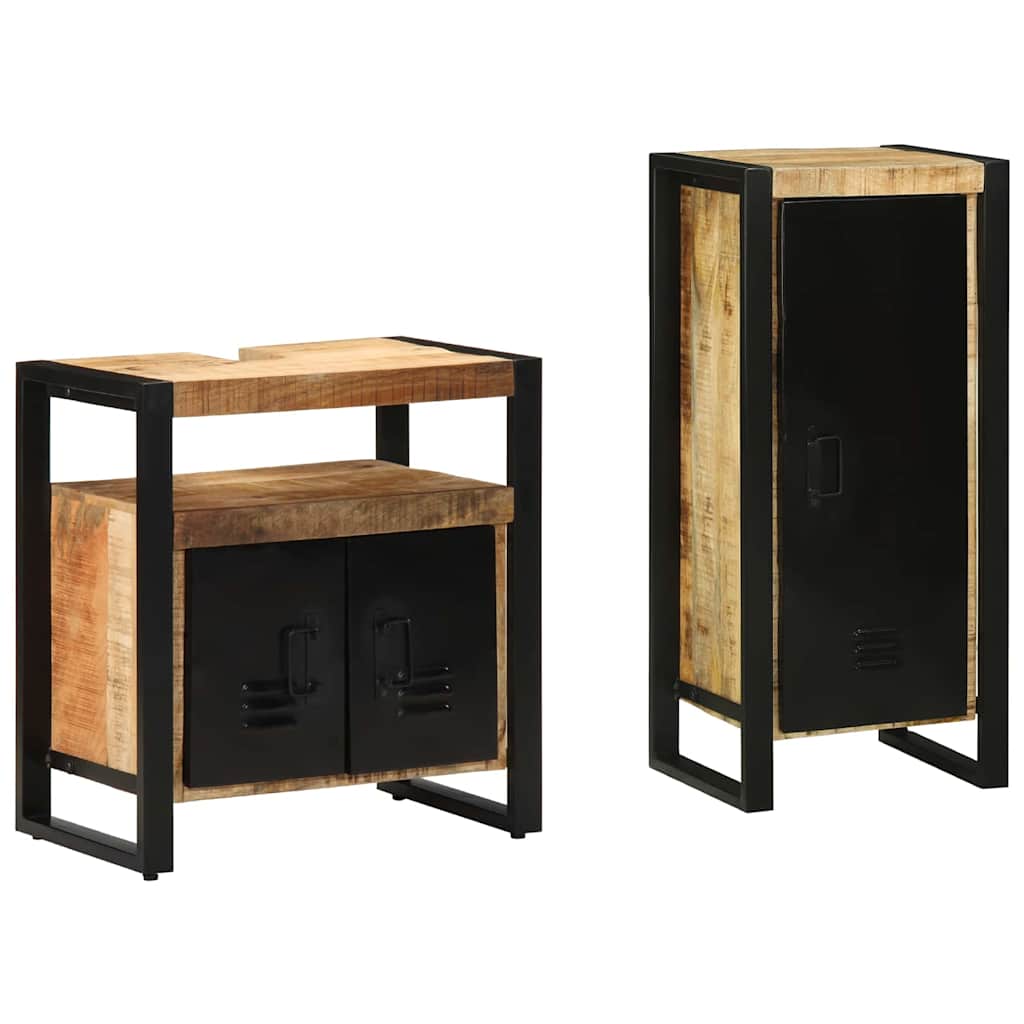 Juego de muebles de baño con cajón 2 pcs Madera de mango maciza