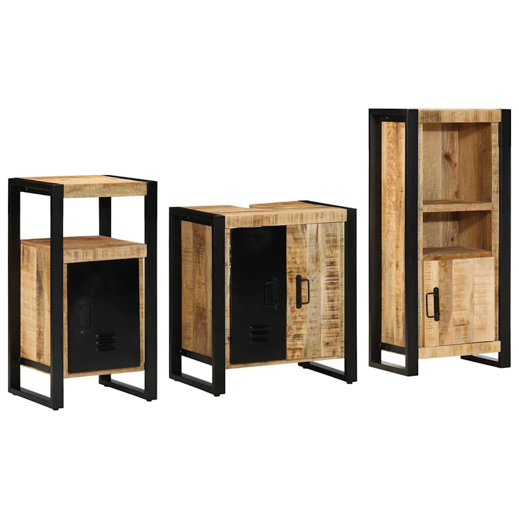Conjunto de móveis de casa de banho 4 pcs Carvalho Preto Madeira composta