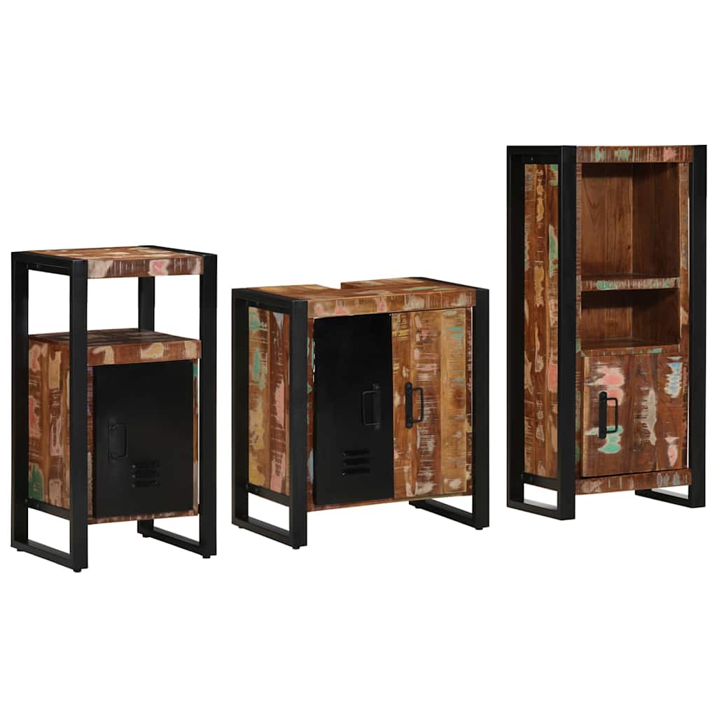Juego de muebles de baño 3 pcs Madera sólida recuperada
