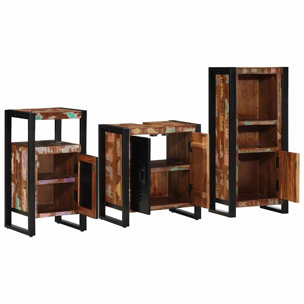 Juego de muebles de baño 3 pcs Madera sólida recuperada