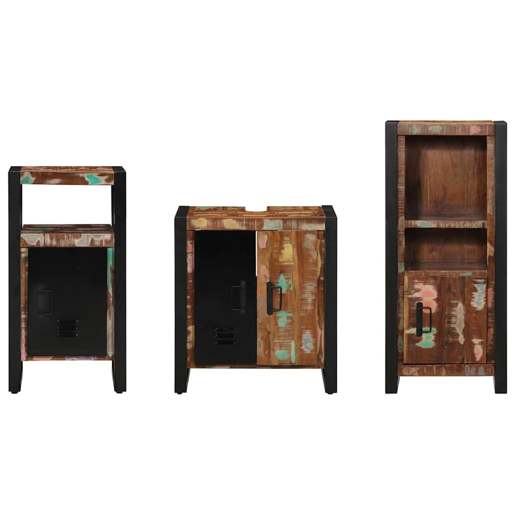 Juego de muebles de baño 3 pcs Madera sólida recuperada