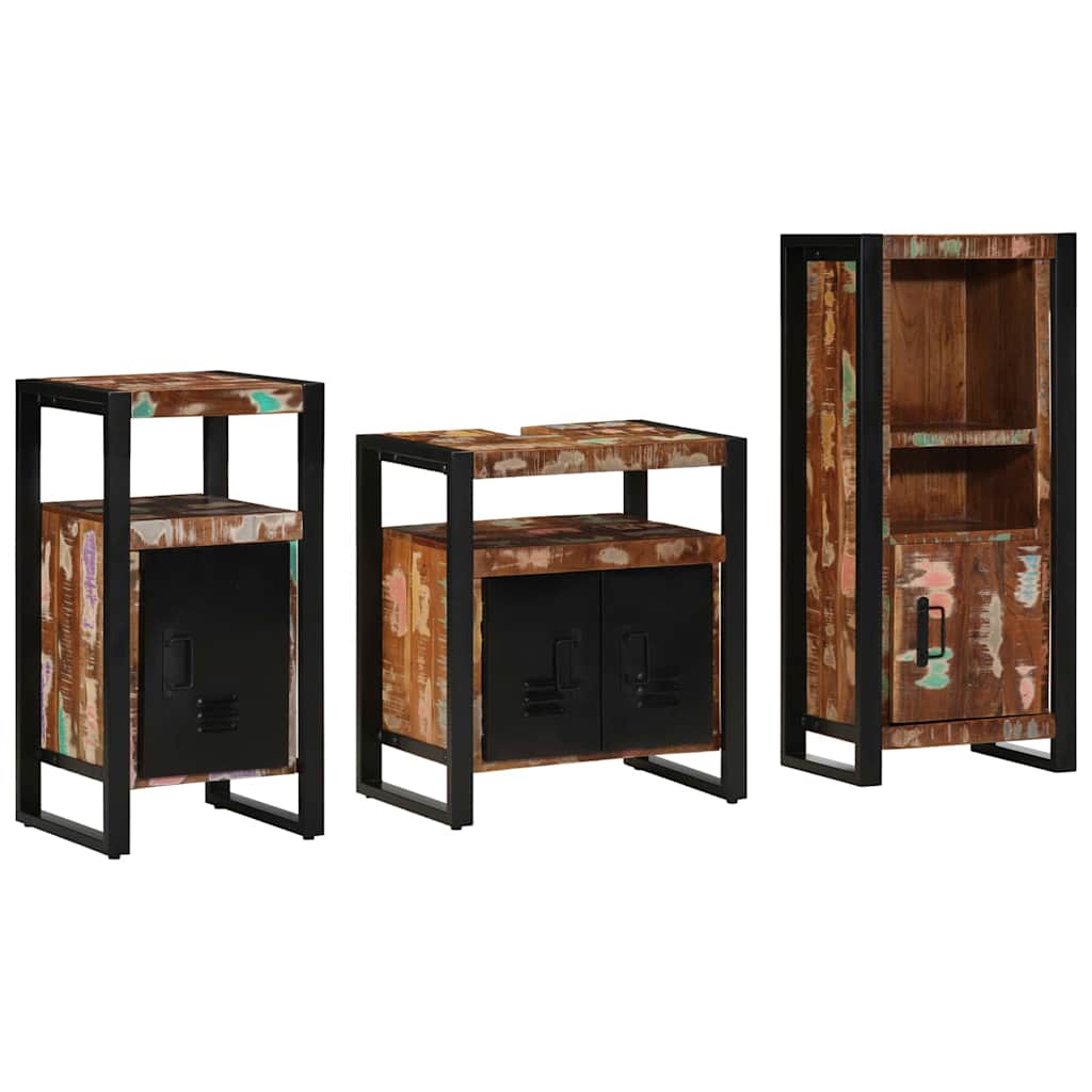 Juego de muebles de baño 3 pcs Madera sólida recuperada