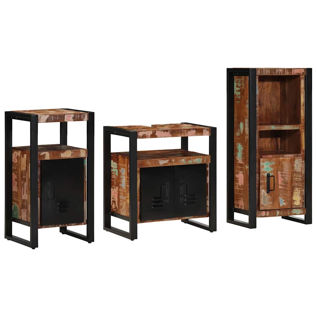 Juego de muebles de baño 3 pcs Madera sólida recuperada