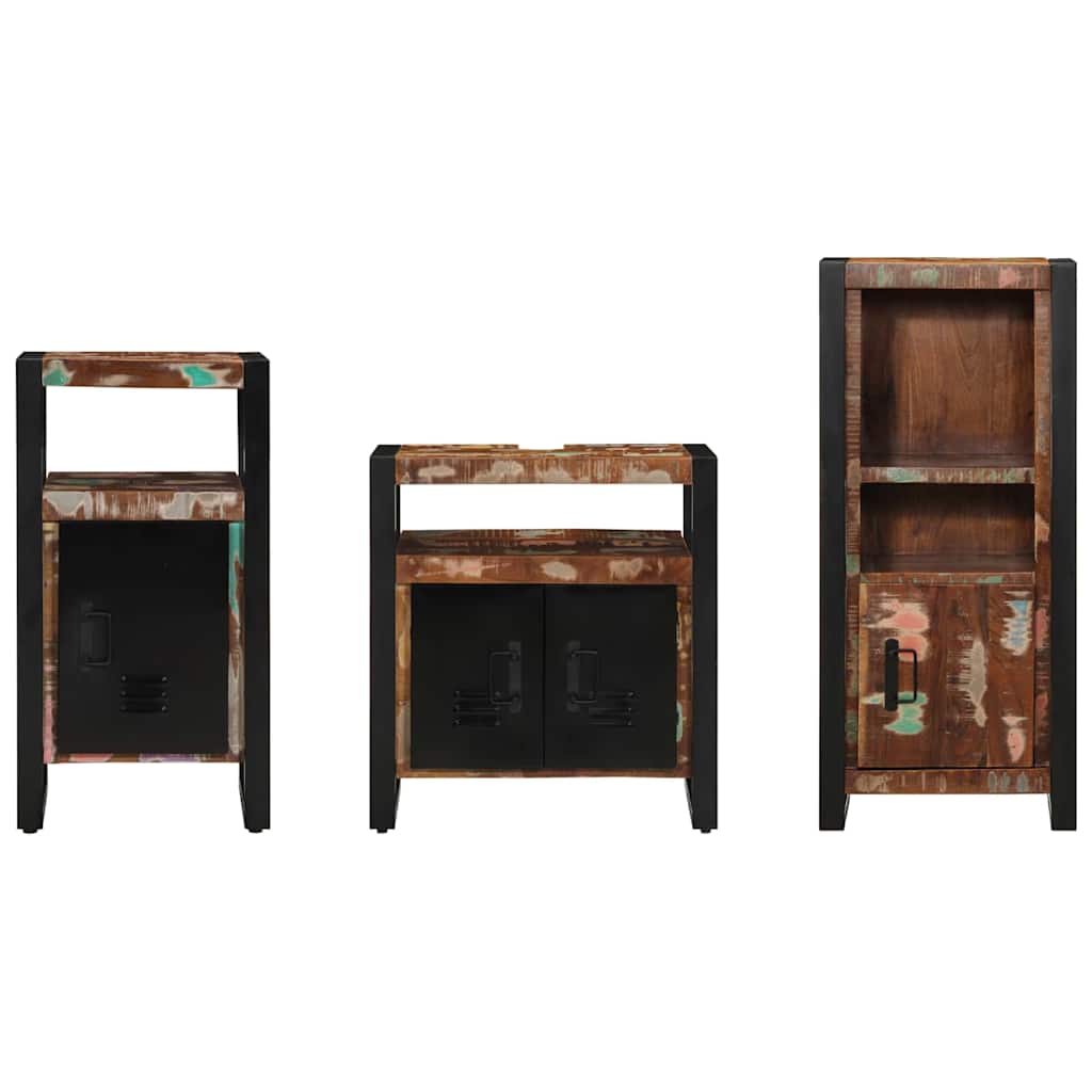 Juego de muebles de baño 3 pcs Madera sólida recuperada