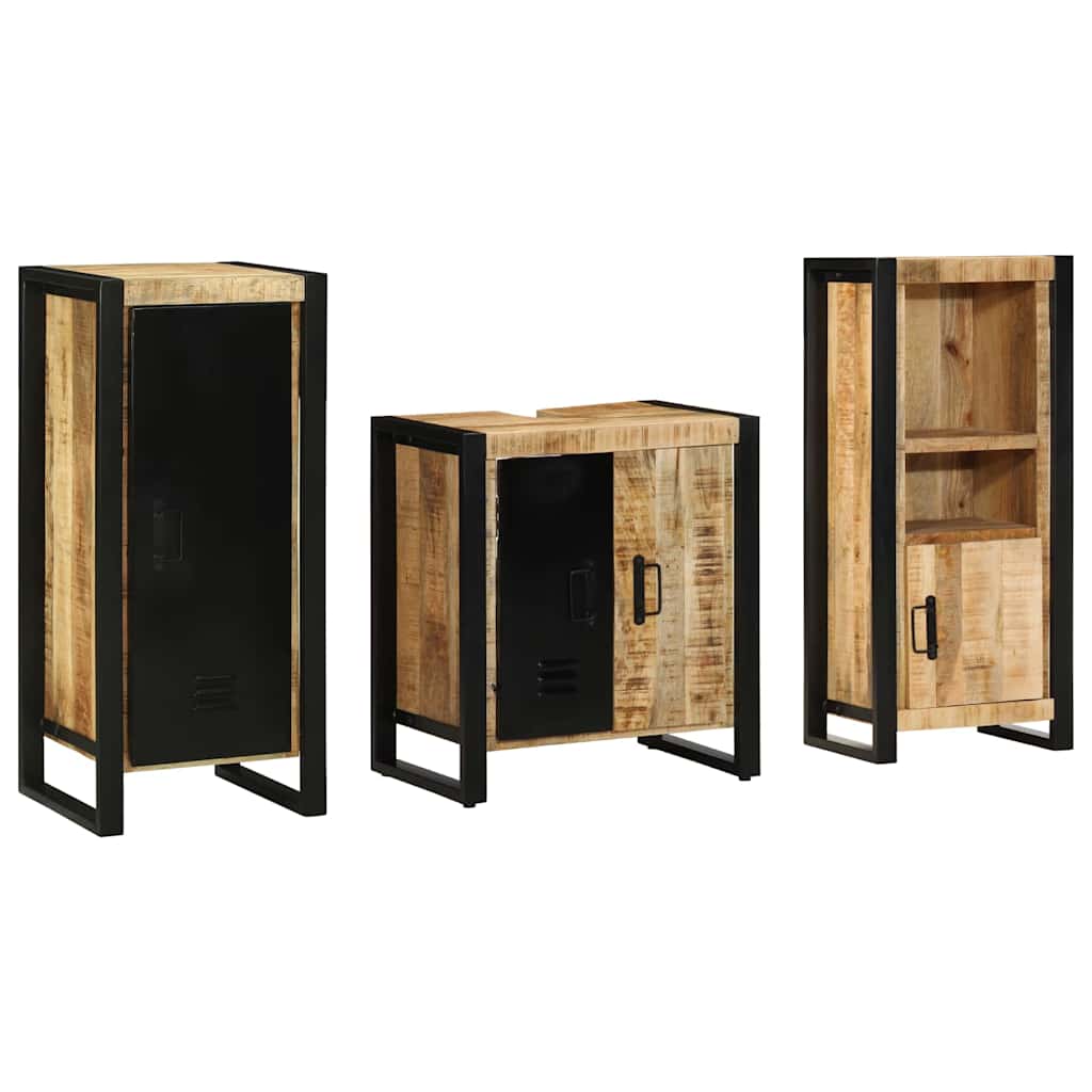 Juego de muebles de baño con cajón 3 pcs Madera de mango maciza