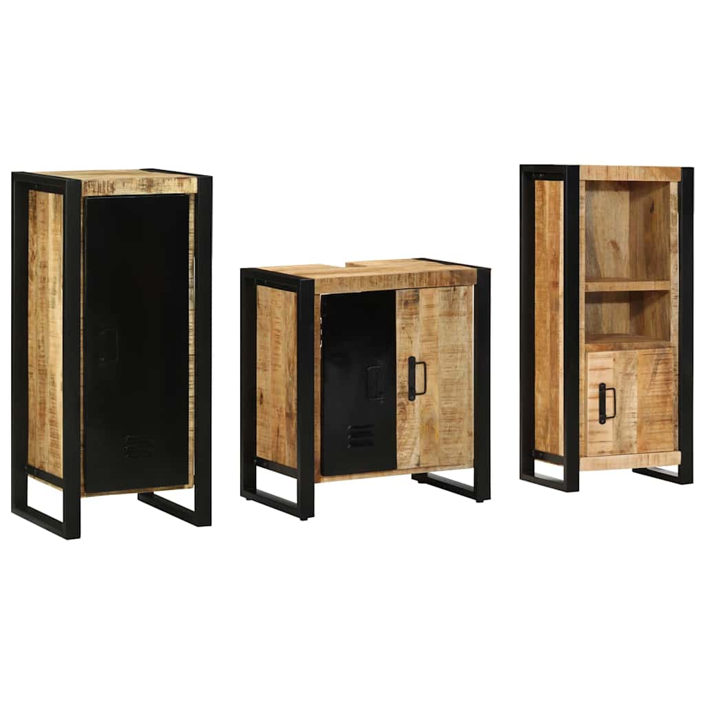 Juego de muebles de baño con cajón 3 pcs Madera de mango maciza