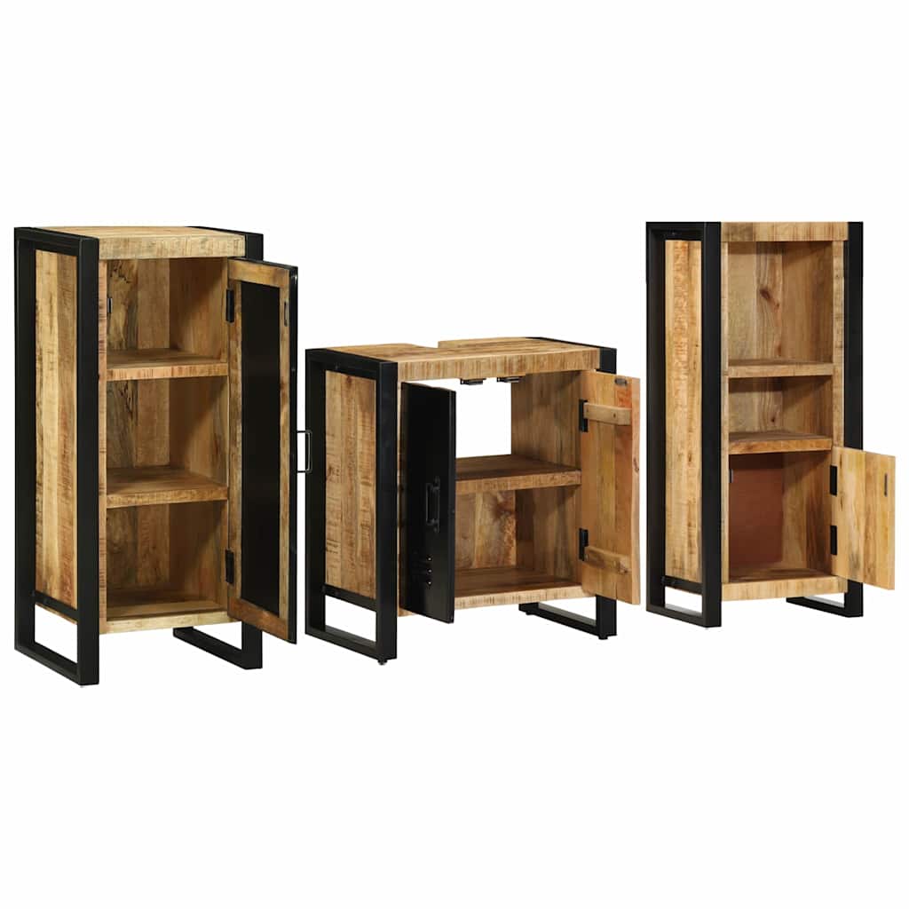 Juego de muebles de baño con cajón 3 pcs Madera de mango maciza