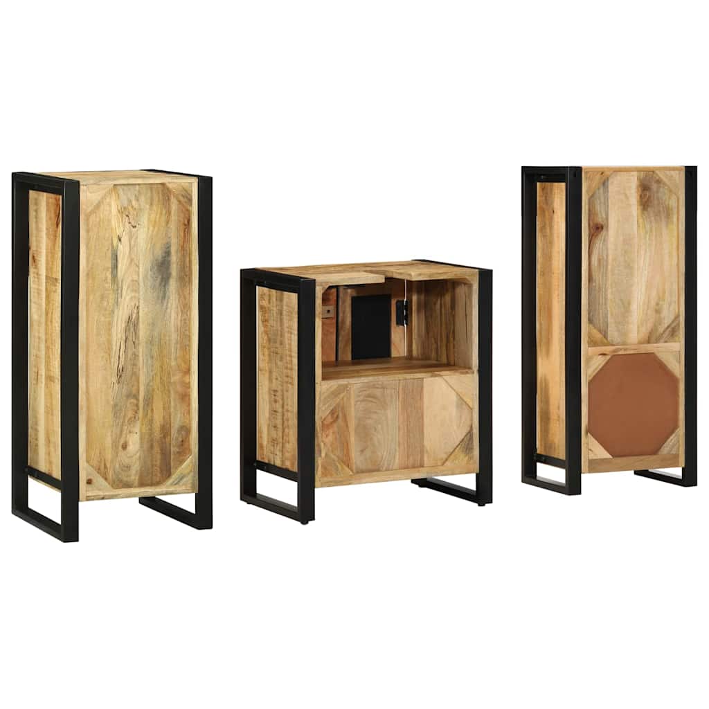 Juego de muebles de baño con cajón 3 pcs Madera de mango maciza
