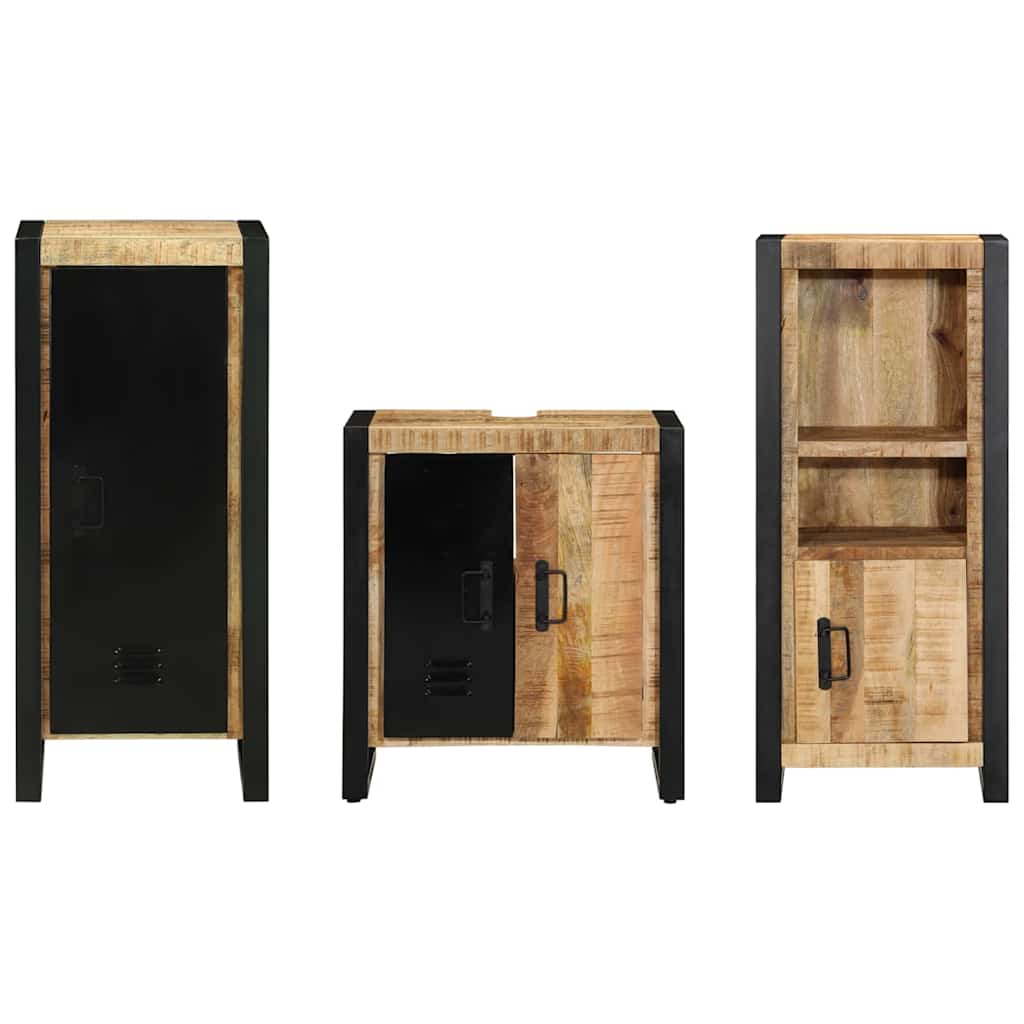 Juego de muebles de baño con cajón 3 pcs Madera de mango maciza