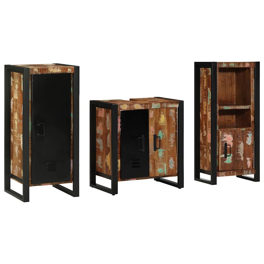 Juego de muebles de baño 3 pcs Madera sólida recuperada